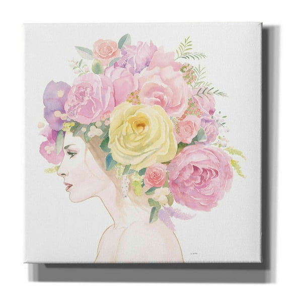 Epic Graffiti 'Flowers in her Hair' by James Wiens, Canvas Wall Art, 12"x12"