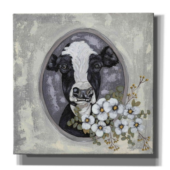 Epic Graffiti 'Framed Cow' by Ashley Justice, Giclee Canvas Wall Art, 12"x12"