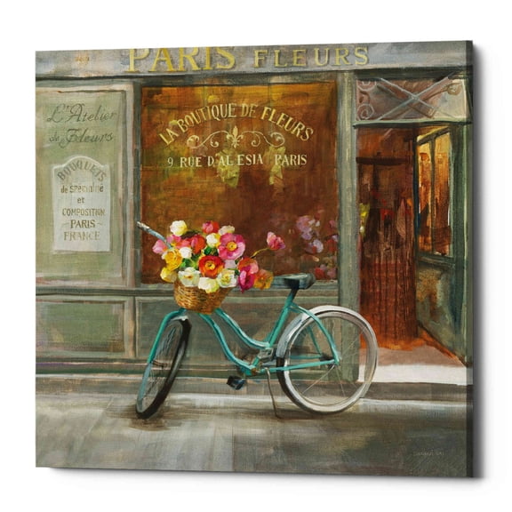 Epic Graffiti  "French Flowershop v2" by Danhui Nai, Giclee Canvas Wall Art - 12" x 12"