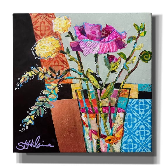 Epic Graffiti 'Fun Funky Florals'  by St Hilaire Elizabeth Canvas Wall Art, 12" x 12"