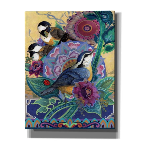 Epic Graffiti 'Garden Bird Trio' by David Galchutt, Canvas Wall Art, 26"x34"