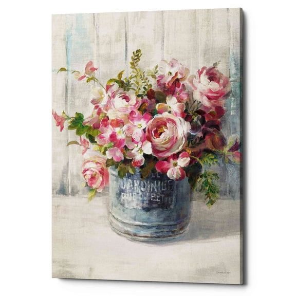 Epic Graffiti 'Garden Blooms I' by Danhui Nai, Giclee Canvas Wall Art - Pink 26" x 34"