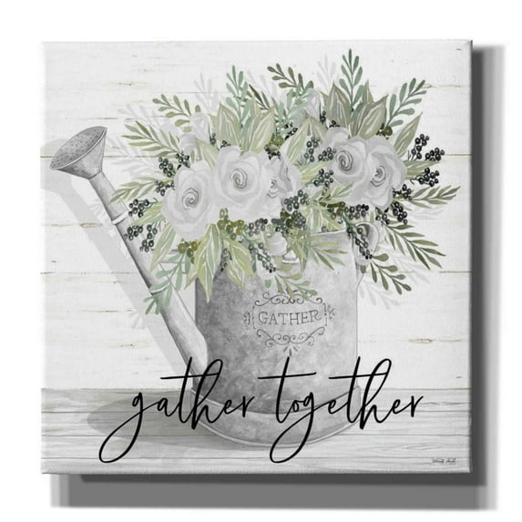 Epic Graffiti 'Gather Together Watering Can' by Cindy Jacobs, Canvas Wall Art, 12"x12"