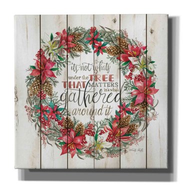 Epic Graffiti 'Gathered Around the Tree Wreath' by Cindy Jacobs, Canvas Wall Art, 12"x12"