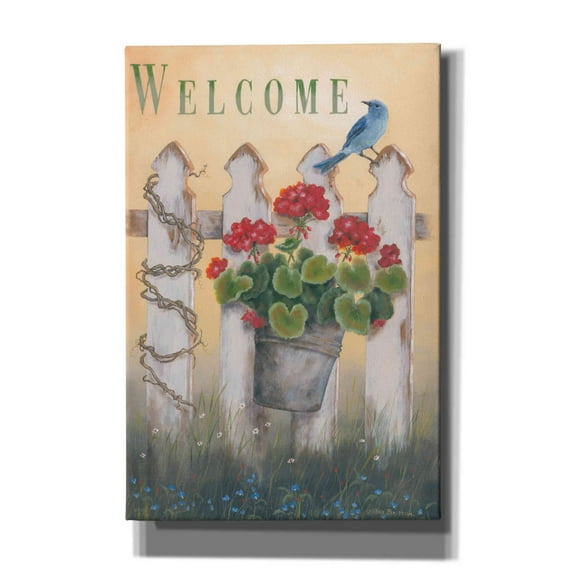 Epic Graffiti 'Geraniums & Pickets' by Pam Britton, Canvas Wall Art, 40"x60"