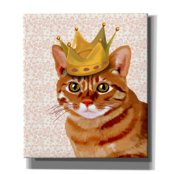 Epic Graffiti 'Ginger Cat with Crown Portrait' by Fab Funky, Canvas Wall Art, 26"x30"