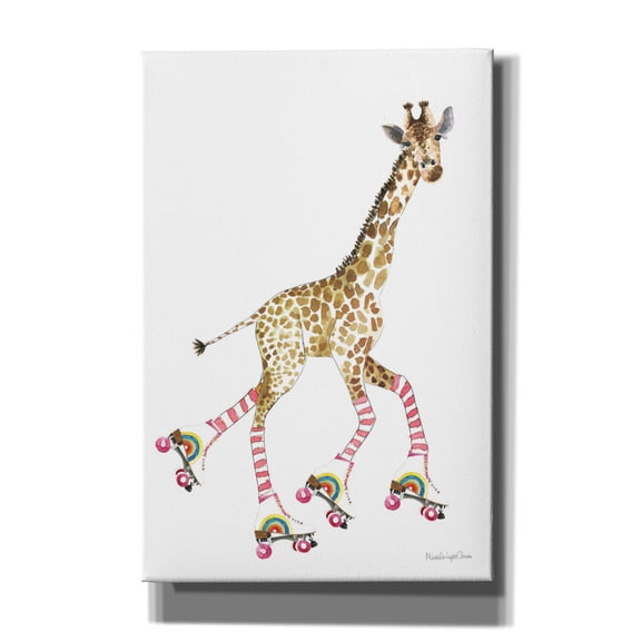 Epic Graffiti 'Giraffe Joy Ride 2 No Balloons' by Mercedes Lopez Charro Canvas Wall Art, 40" x 60"