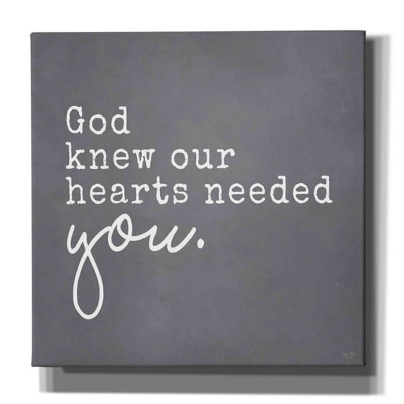 Epic Graffiti 'God Knew Our Hearts Needed You' by Lux + Me, Canvas Wall Art, 26"x26"