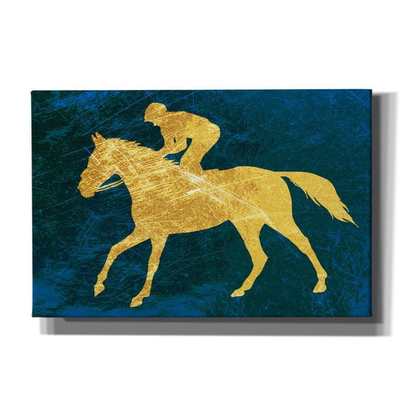 Epic Graffiti 'Gold Jockey On Blue' by Irena Orlov, Canvas Wall Art, 60"x40"