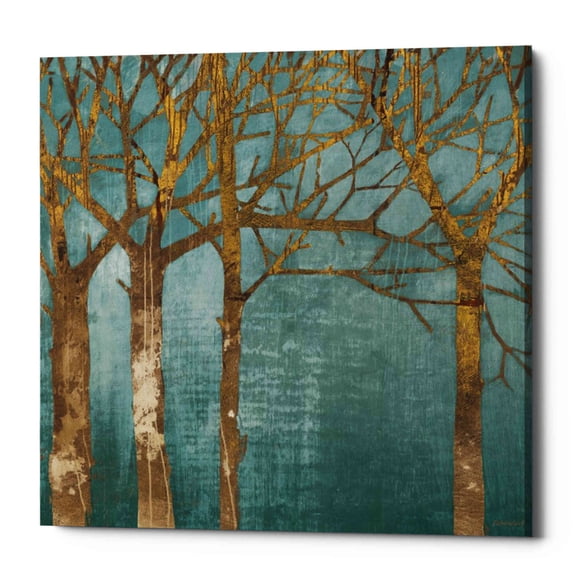 Epic Graffiti 'Golden Day Turquoise' by Kathrine Lovell, Canvas Wall Art, 37"x37"