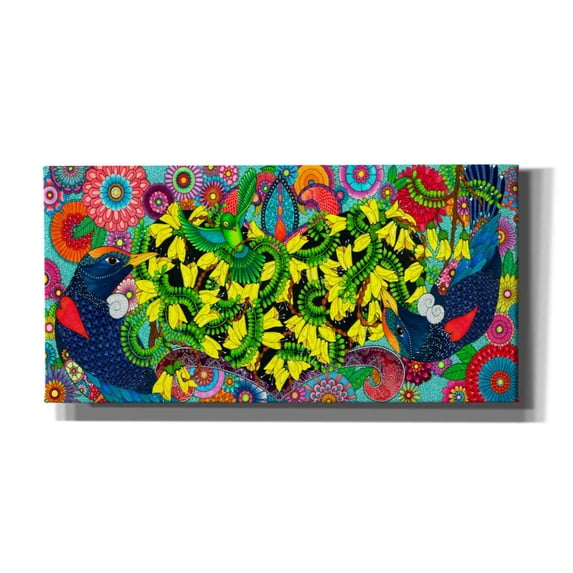 Epic Graffiti 'Golden Heart' by Hello Angel, Giclee Canvas Wall Art, 40"x20"