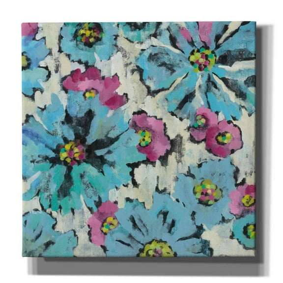 Epic Graffiti 'Graphic Pink and Blue Floral I' by Silvia Vassileva, Canvas Wall Art, 37"x37"