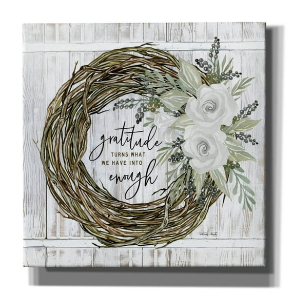 Epic Graffiti 'Gratitude Wreath' by Cindy Jacobs, Canvas Wall Art, 18"x18"