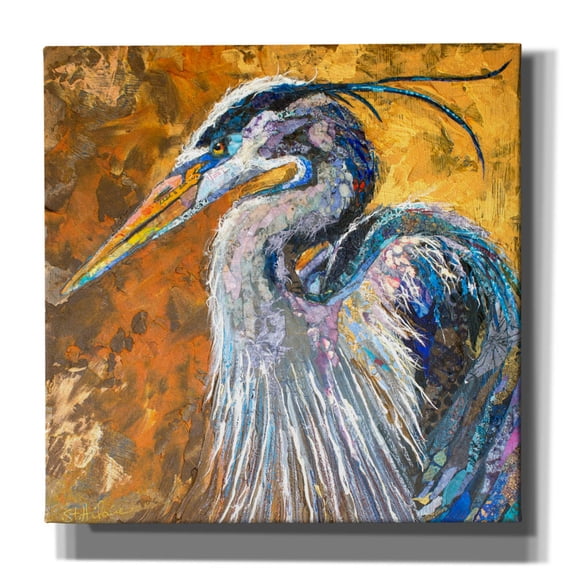 Epic Graffiti 'Great Blue Heron' by St. Hilaire Elizabeth, Canvas Wall Art, 26"x26"