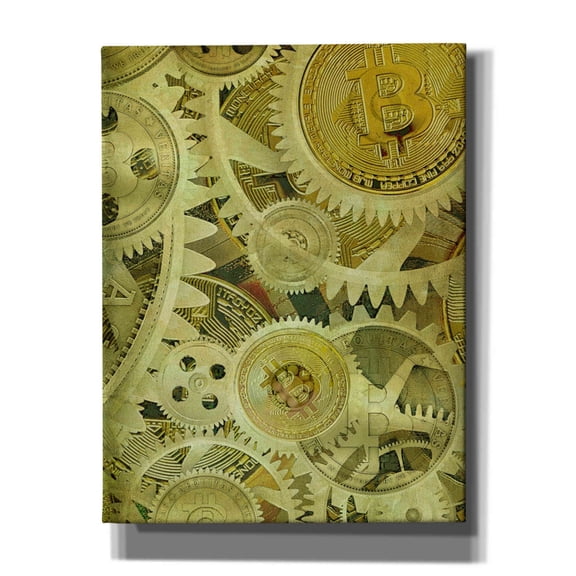 Epic Graffiti 'Grunge Bitcoin Six' by Steve Hunziker, Canvas Wall Art, 26"x34"