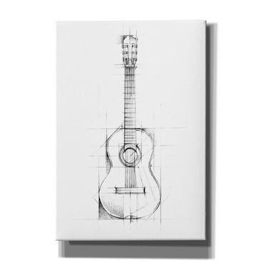 Epic Graffiti "Guitar Sketch" by Ethan Harper, Canvas Wall Art, 18"x26"