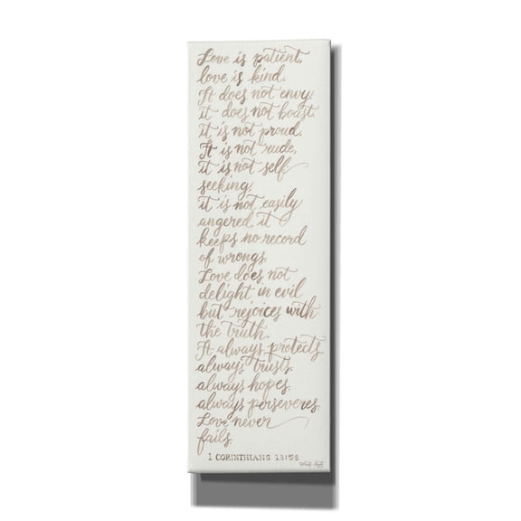 Epic Graffiti 'Handwritten Love is Patient' by Cindy Jacobs, Canvas Wall Art, 20"x60"
