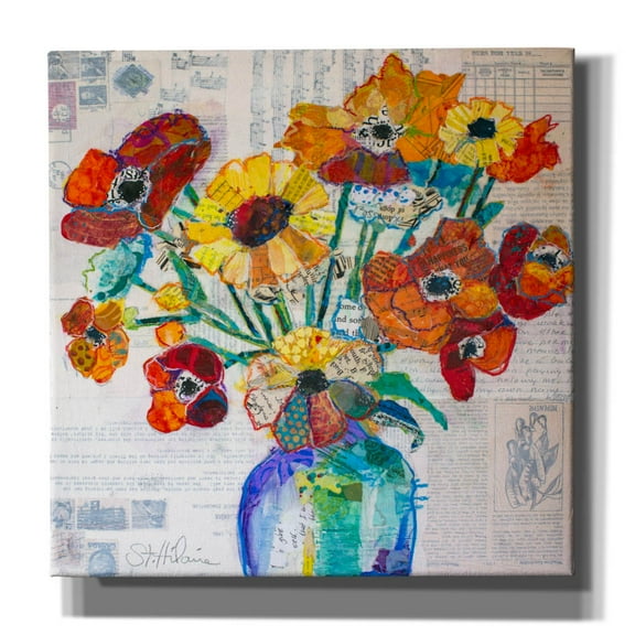 Epic Graffiti 'Happiness A' by St. Hilaire Elizabeth, Canvas Wall Art, 18"x18"