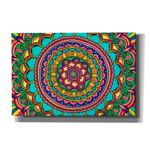 Epic Graffiti 'Happy Dance Mandala' by Hello Angel, Giclee Canvas Wall Art, 60"x40"