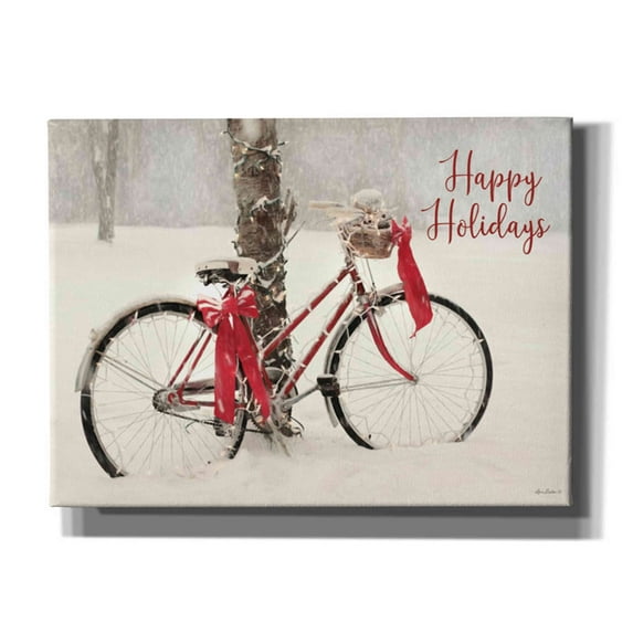 Epic Graffiti 'Happy Holidays Snowy Bike' by Lori Deiter, Canvas Wall Art, 54"x40"