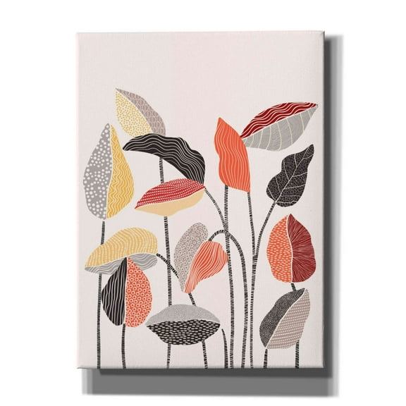 Epic Graffiti 'Happy Leaves A' by Ioana Horvat, Giclee Canvas Wall Art, 40"x54"