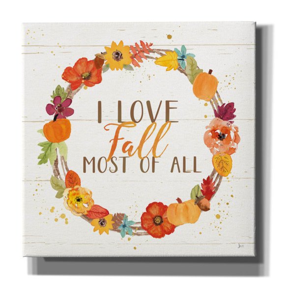 Epic Graffiti 'Harvest Wishes I on Wood' by Jess Aiken, Canvas Wall Art, 18"x18"