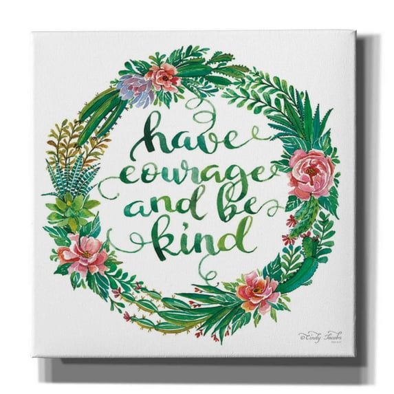 Epic Graffiti 'Have Courage Succulent Wreath' by Cindy Jacobs, Canvas Wall Art, 12"x12"