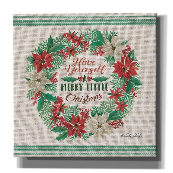 Epic Graffiti 'Have Yourself a Merry Little Christmas Embroidery' by Cindy Jacobs, Canvas Wall Art, 12"x12"