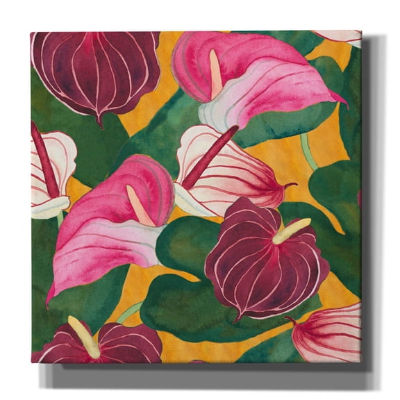Epic Graffiti 'Heavenly Divine- Anthuriums' by Carissa Luminess, Canvas Wall Art, 18"x18"