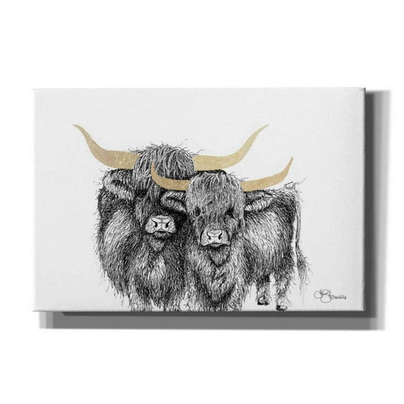 Epic Graffiti 'Highland Cattle' by Hollihocks Art, Canvas Wall Art, 18"x12"