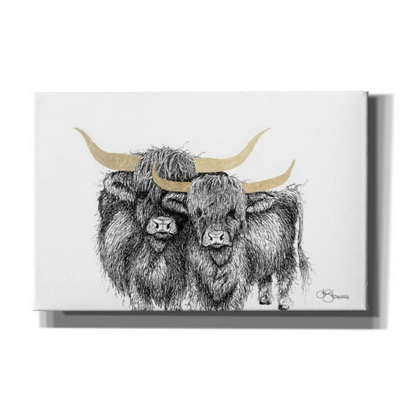 Epic Graffiti 'Highland Cattle' by Hollihocks Art, Canvas Wall Art, 40"x26"