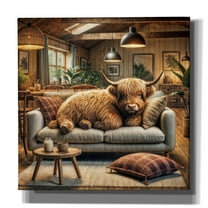 Epic Graffiti 'Highland Cow -Chilling At Home' by Rey Klimt Canvas Wall Art, 37" x 37"