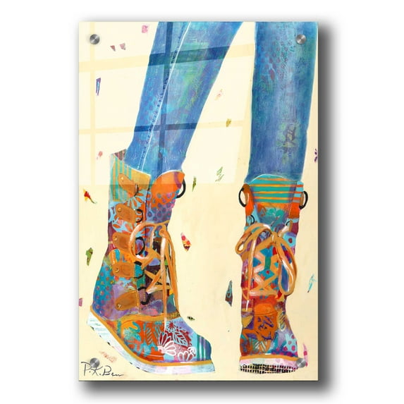 Epic Graffiti 'Hiking Boots' by Pamela Beer, Acrylic Wall Art, 24"x36"