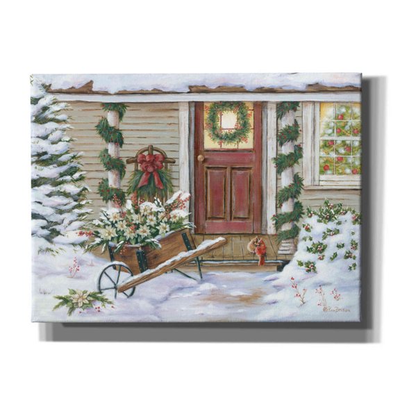 Epic Graffiti 'Holiday Porch' by Pam Britton, Canvas Wall Art, 16"x12"
