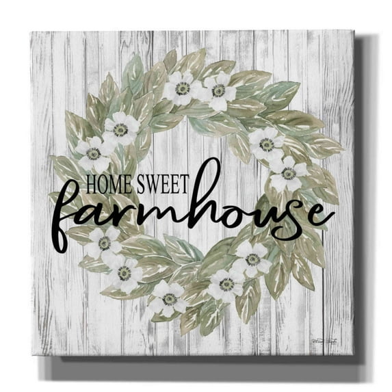 Epic Graffiti 'Home Sweet Farmhouse Wreath' by Cindy Jacobs, Canvas Wall Art, 18"x18"
