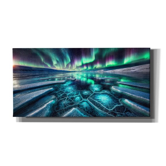 Epic Graffiti 'Ice, Snow And Aurora Landscape' by Rey Klimt Canvas Wall Art, 60" x 30"