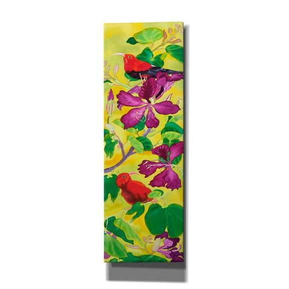 Epic Graffiti 'Iiwis in Orchid Tree' by Carissa Luminess, Canvas Wall Art, 12"x36"