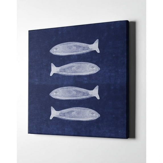 Epic Graffiti "Indigo Fish" by Linda Woods, Giclee Canvas Wall Art 18"x18"