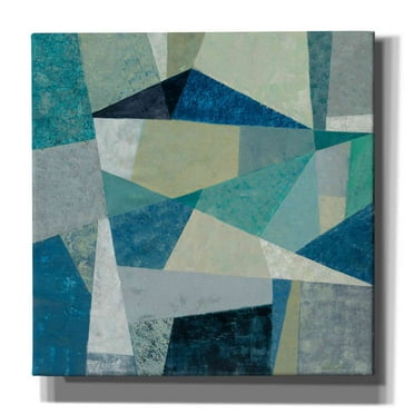 Epic Graffiti 'Indigo Geo Metric' by Silvia Vassileva, Canvas Wall Art, 18"x18"