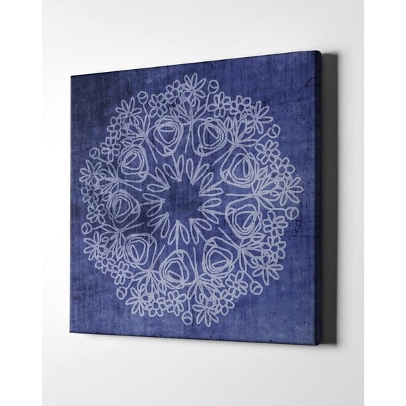 Epic Graffiti "Indigo Mandala" by Linda Woods, Giclee Canvas Wall Art 12"x12"