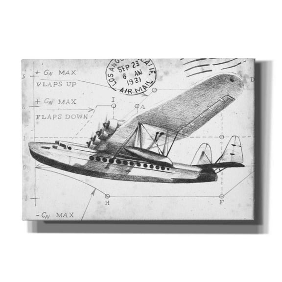 Epic Graffiti 'Inverted Flight Schematic III' by Ethan Harper, Giclee Canvas Wall Art, 26"x18"