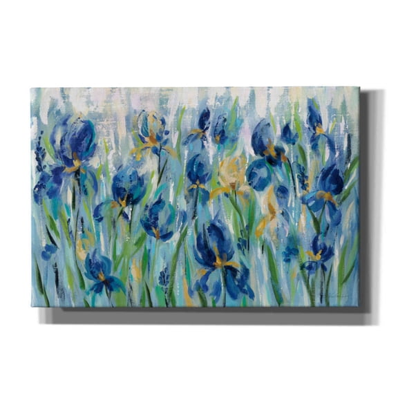 Epic Graffiti 'Iris Flower Bed' by Silvia Vassileva, Canvas Wall Art, 18"x12"