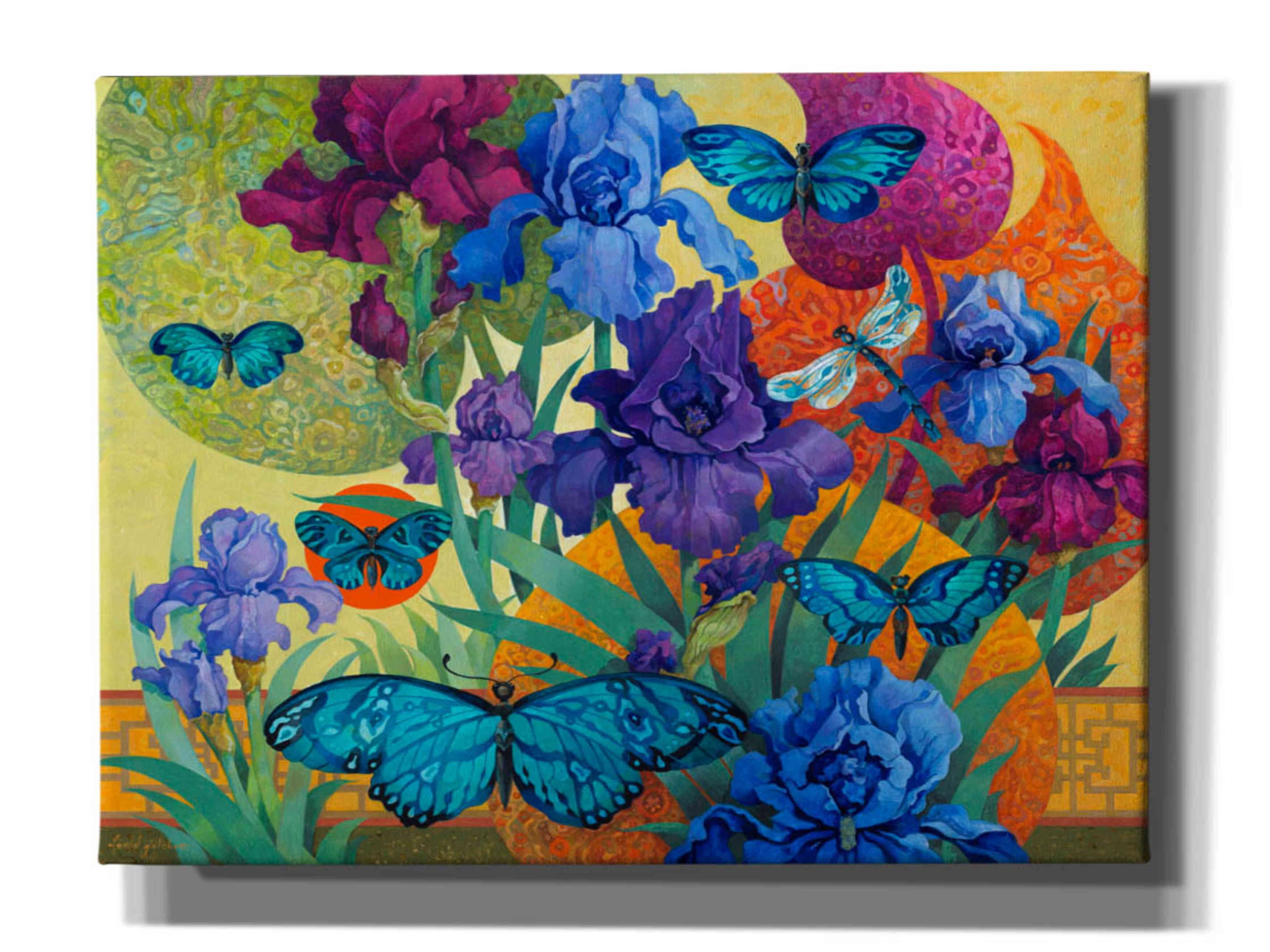 Epic Graffiti 'Iris Garden' by David Galchutt, Canvas Wall Art, 16"x12"