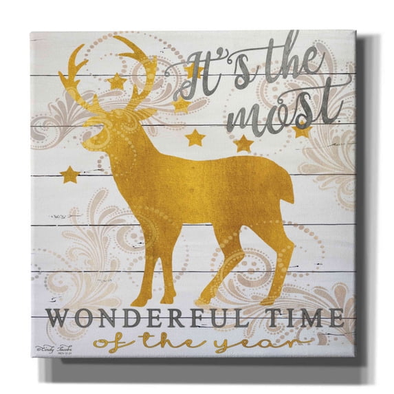 Epic Graffiti 'It's the Most Wonderful Time Deer' by Cindy Jacobs, Canvas Wall Art, 12"x12"