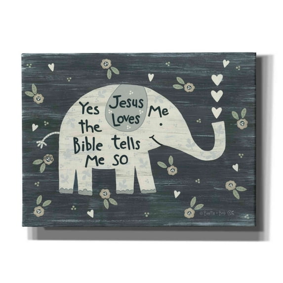 Epic Graffiti 'Jesus Loves Me Elephant' by Annie LaPoint, Canvas Wall Art, 54"x40"