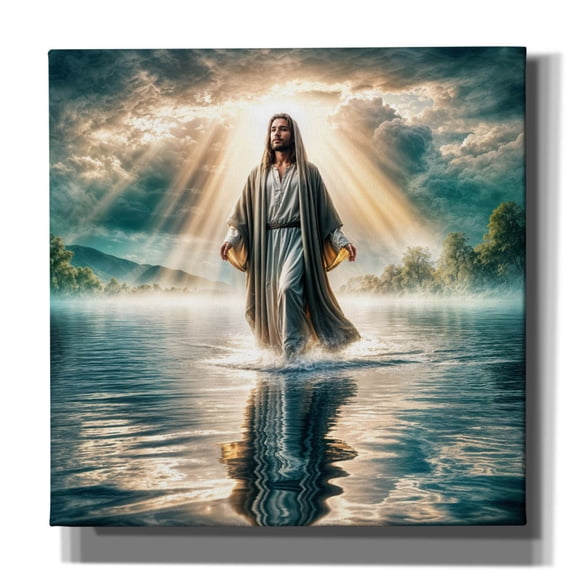 Epic Graffiti 'Jesus Walking On Water' by Rey Klimt Canvas Wall Art, 26" x 26"