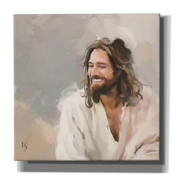Epic Graffiti 'Joyful Grace - Smiling Jesus Christ'  by Ivan Guaderrama Canvas Wall Art, 12" x 12"