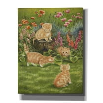Epic Graffiti 'Kittens In The Garden' by Janet Pidoux, Canvas Wall Art, 26"x34"