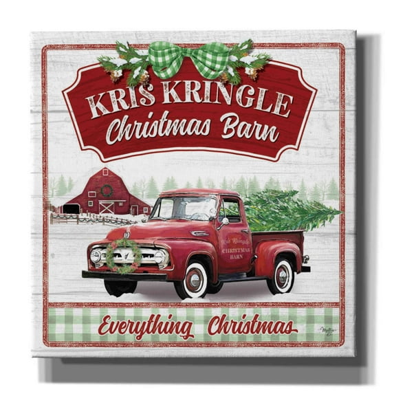 Epic Graffiti 'Kris Kringle Christmas Barn' by Mollie B, Canvas Wall Art, 26"x26"