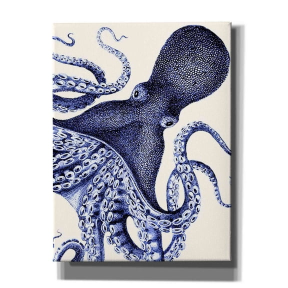 Epic Graffiti 'Landscape Blue Octopus' by Fab Funky Giclee Canvas Wall Art, 12"x16" 12 x 16